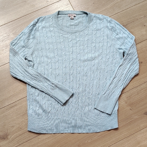 Merona Sweaters - Light Blue Cable Knit Sweater, Merona woman sweater  , Ladies Size XXL